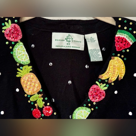 NEW Design Options by Philip and Jane Gordon Fruit Salad Cardigan Size M - Picture 2 of 10